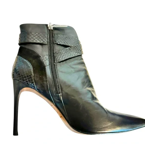 ✨ Donald J Pliner Polina Black Leather/Suede/Python Ankle Boots – Size 10 ✨ - Picture 6 of 16